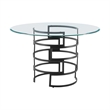 Diaz Round Dining Table with Matte Black Iron Base and Glass Tabletop