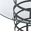 Diaz Round Dining Table with Matte Black Iron Base and Glass Tabletop