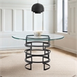 Diaz Round Dining Table with Matte Black Iron Base and Glass Tabletop
