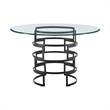 Diaz Round Dining Table with Matte Black Iron Base and Glass Tabletop