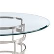 Diaz  Round Dining Table with Brushed Stainless Steel Base and Glass Tabletop