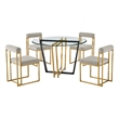 Devi Anastasia 5 Piece Round Glass Dining Table Set