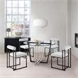 Devi Anastasia 5 Piece Round Glass Dining Table Set with Light Gray Fabric