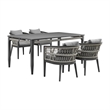 Zella Outdoor Patio 5 Piece Dining Set in Aluminum
