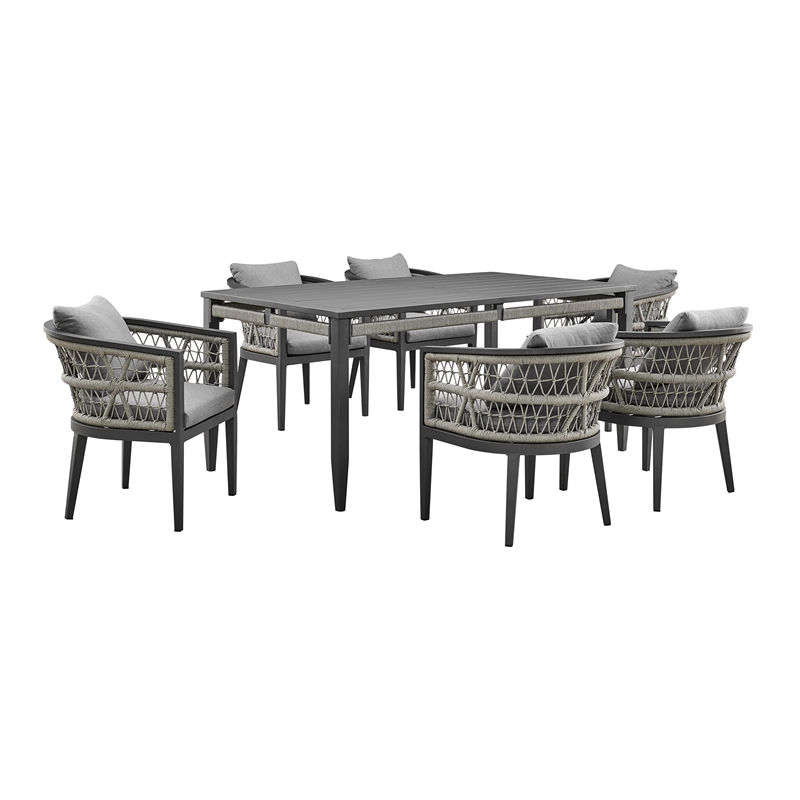 Zella Outdoor Patio 7 Piece Dining Set in Aluminum