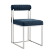 Devi Anastasia 5 Piece Round Glass Dining Table Set with Blue Fabric