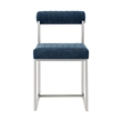 Devi Anastasia 5 Piece Round Glass Dining Table Set with Blue Fabric