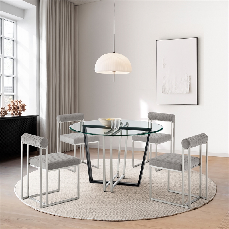 Devi Anastasia 5 Piece Round Glass Dining