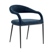 Diaz Morgan 5 Piece Round Glass Dining Table Set with Blue Fabric