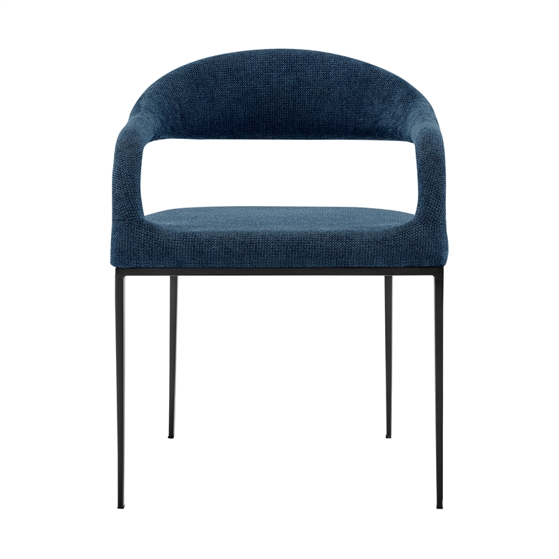 Diaz Morgan 5 Piece Round Glass Dining Table Set with Blue Fabric