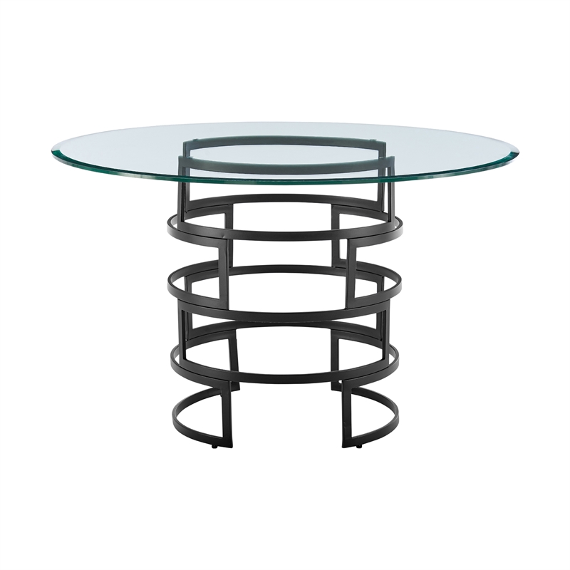 Diaz Morgan 5 Piece Round Glass Dining Table Set with Blue Fabric