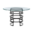 Diaz Morgan 5 Piece Round Glass Dining Table Set with Blue Fabric