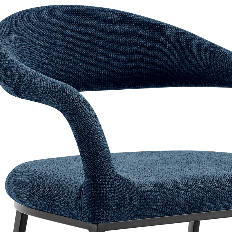 Diaz Morgan 5 Piece Round Glass Dining Table Set with Blue Fabric