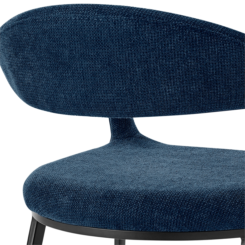 Diaz Morgan 5 Piece Round Glass Dining Table Set with Blue Fabric