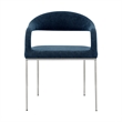 Diaz Morgan 5 Piece Round Glass Dining Table Set with Blue Fabric