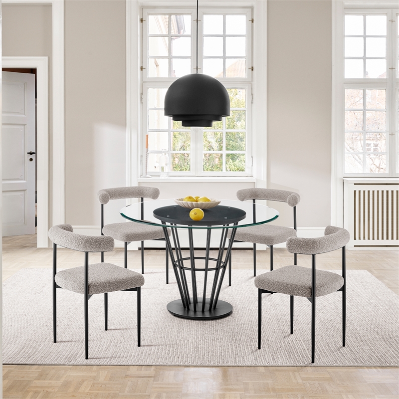 Veronica Shannon 5 Piece Round Dining Set with  Cream Fabric