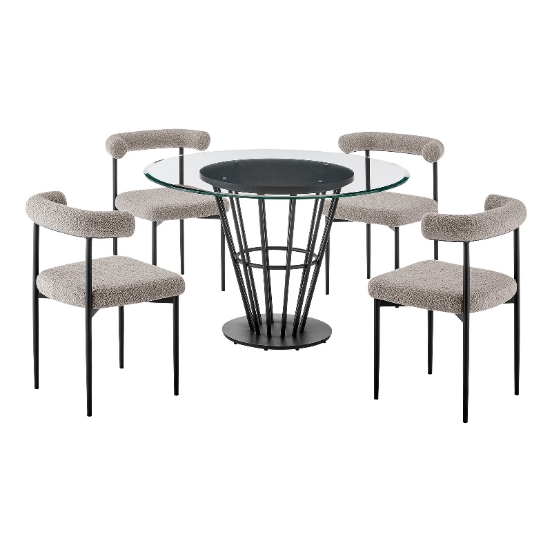 Veronica Shannon 5 Piece Round Dining Set with  Cream Fabric