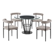 Veronica Shannon 5 Piece Round Dining Set with  Cream Fabric