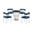 Veronica Shannon 5 Piece Round Dining  Set with Blue Fabric