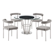 Veronica Shannon 5 Piece Round Dining Set with Light Gray Fabric
