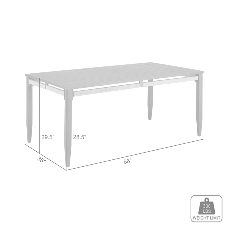 Zella Rectangular Dining Table in Aluminum
