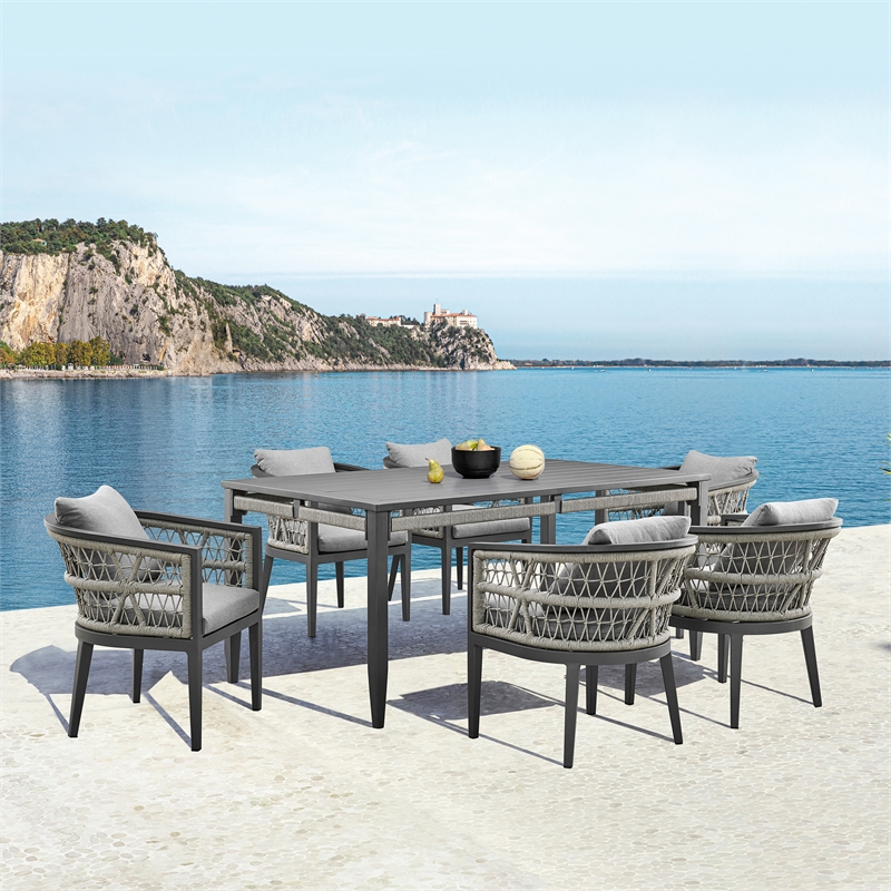Zella Rectangular Dining Table in Aluminum