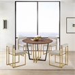 Joana Anastasia 5 Piece Round Walnut Dining Table Set Taupe Fabric