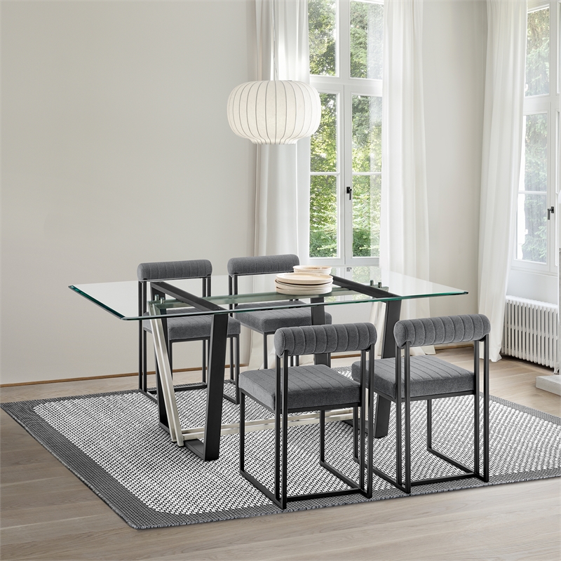Kai Anastasia 5 Piece Rectangular Dining Table Set with Anchor Gray Fabric