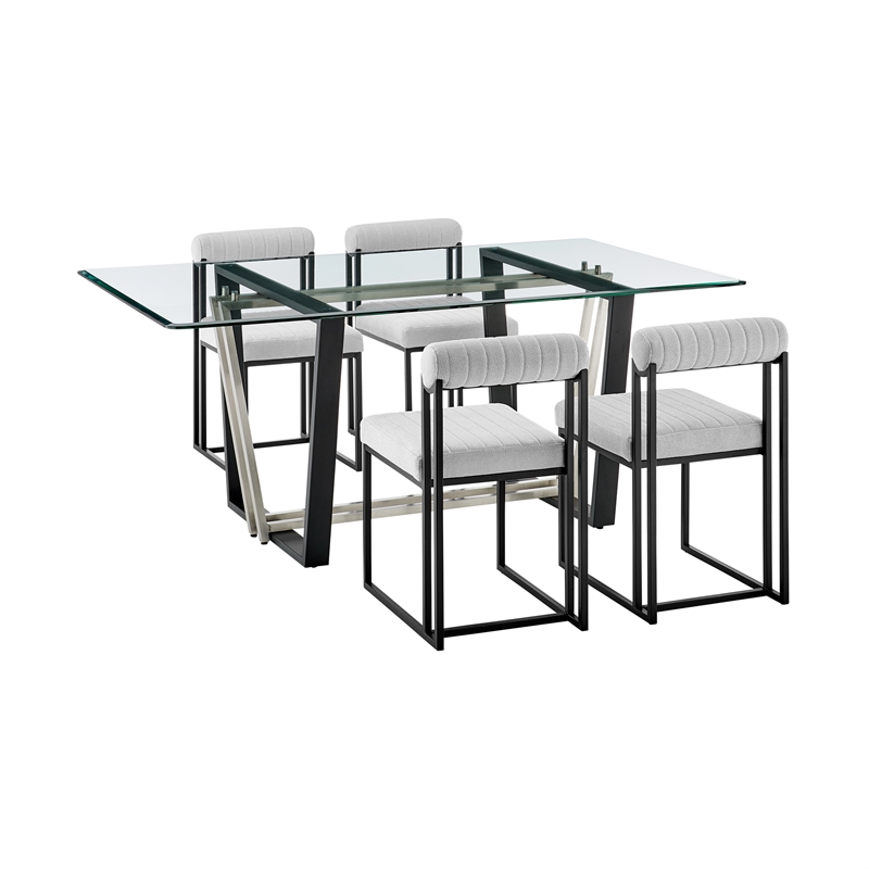 Kai Anastasia 5 Piece Rectangular  Dining Table Set with Light Gray Fabric