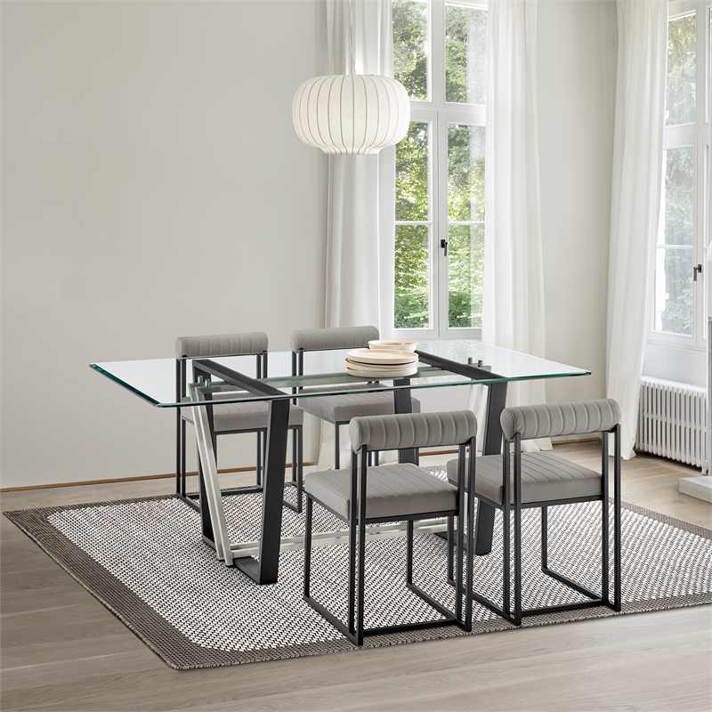 Kai Anastasia 5 Piece Rectangular Dining Set with Light Gray Faux Leather