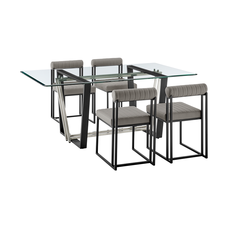 Kai Anastasia 5 Piece Rectangular Dining Set with Light Gray Faux Leather