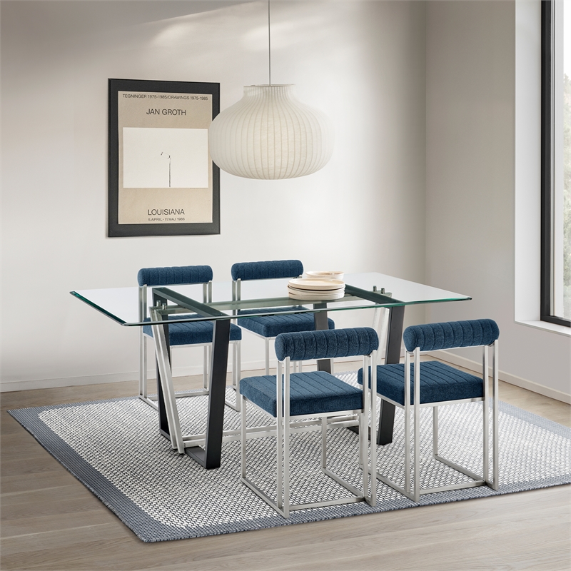 Kai Anastasia 5 Piece Rectangular Dining Set  Blue Fabric