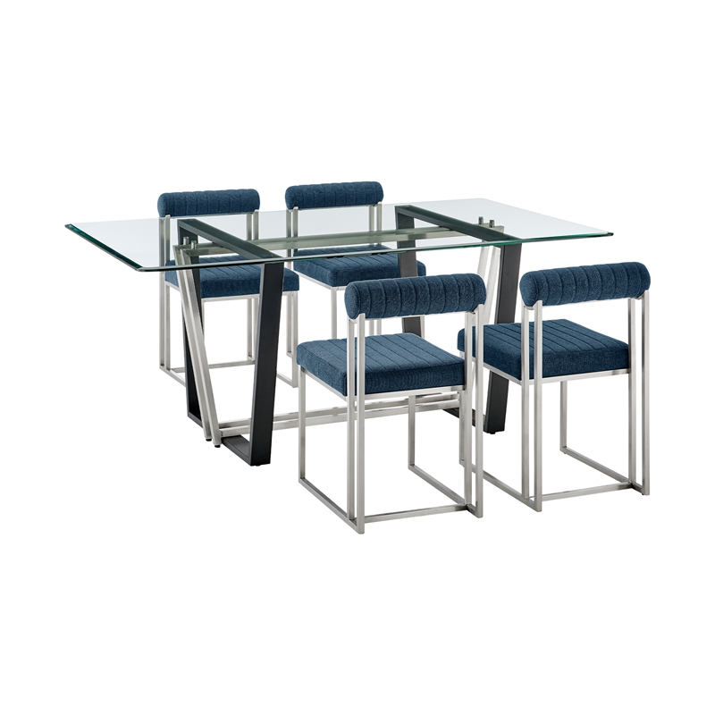 Kai Anastasia 5 Piece Rectangular Dining Set  Blue Fabric