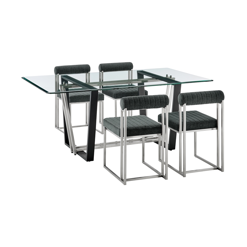 Kai Anastasia 5 Piece Rectangular  Dining Set with Charcoal Fabric