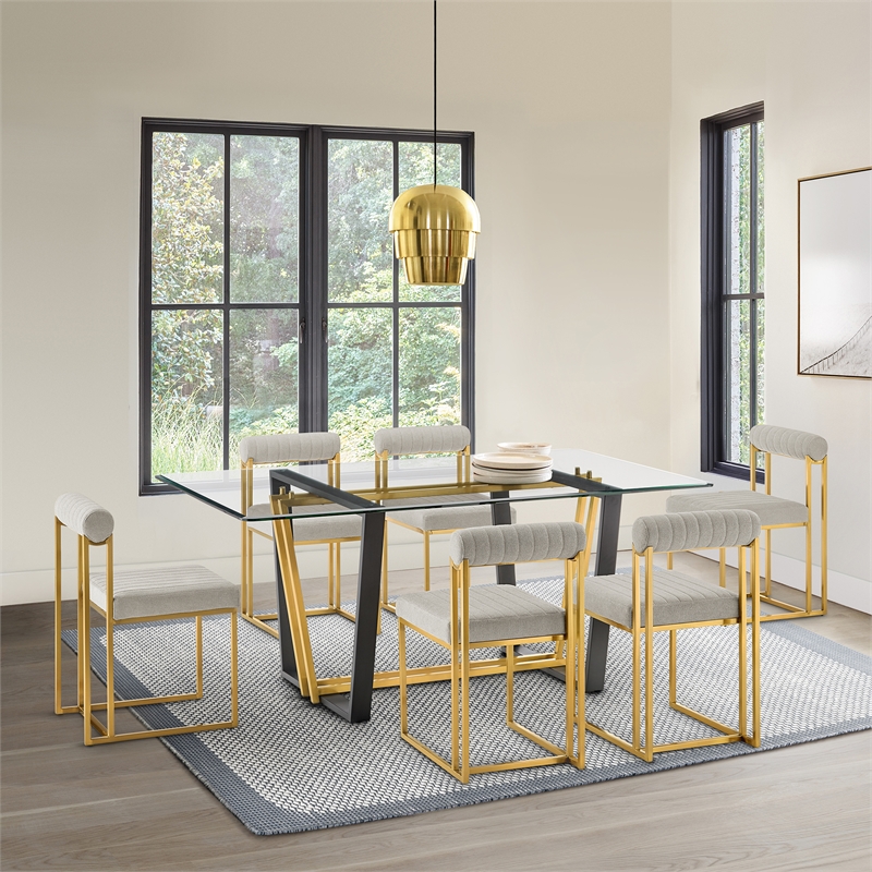 Kai Anastasia 7 Piece Rectangular  Dining  Set with Taupe Fabric