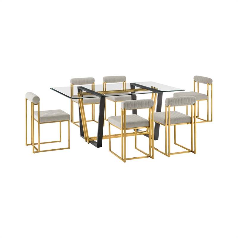 Kai Anastasia 7 Piece Rectangular  Dining  Set with Taupe Fabric