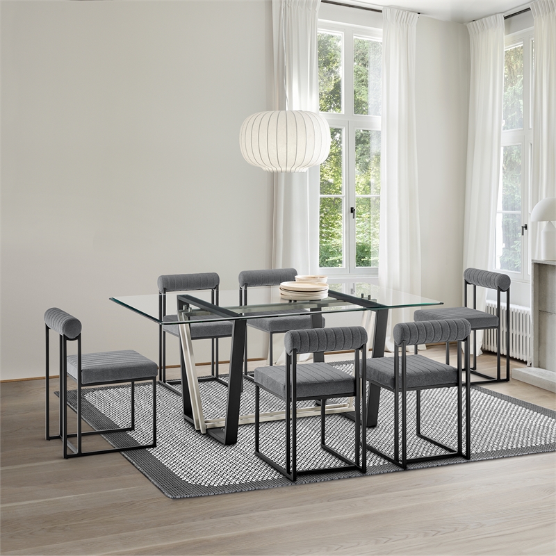 Kai Anastasia 7 Piece Rectangular Dining Set with Anchor Gray Fabric