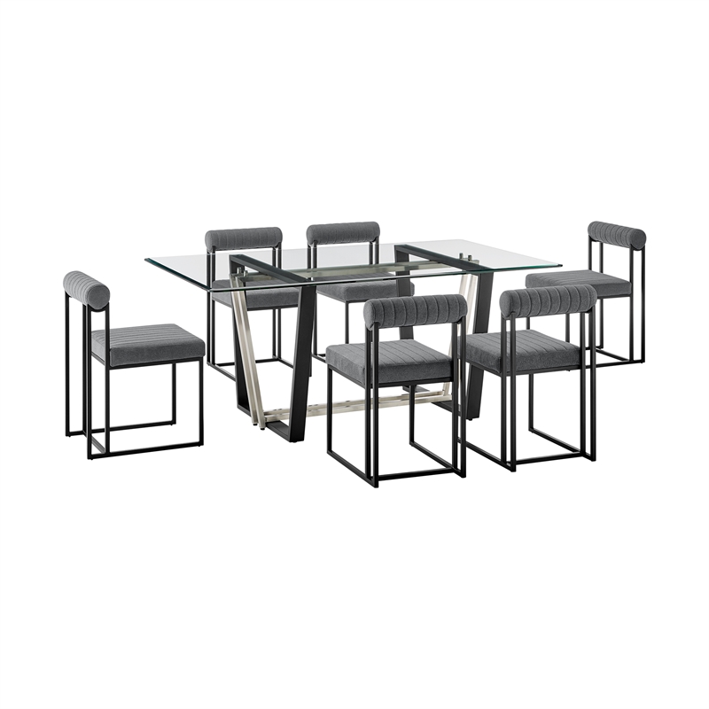 Kai Anastasia 7 Piece Rectangular Dining Set with Anchor Gray Fabric