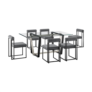 Kai Anastasia 7 Piece Rectangular Dining Set with Anchor Gray Fabric