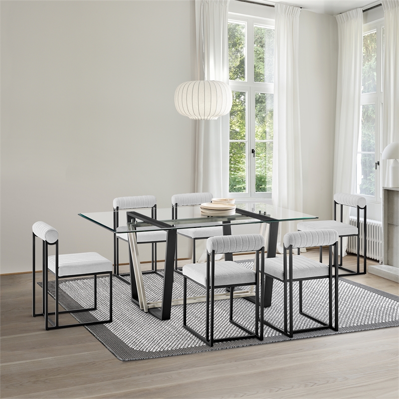 Kai Anastasia 7 Piece Rectangular Dining  Set with Light Gray Fabric