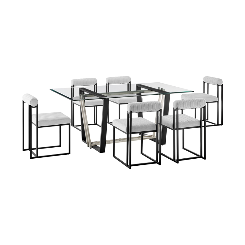 Kai Anastasia 7 Piece Rectangular Dining  Set with Light Gray Fabric