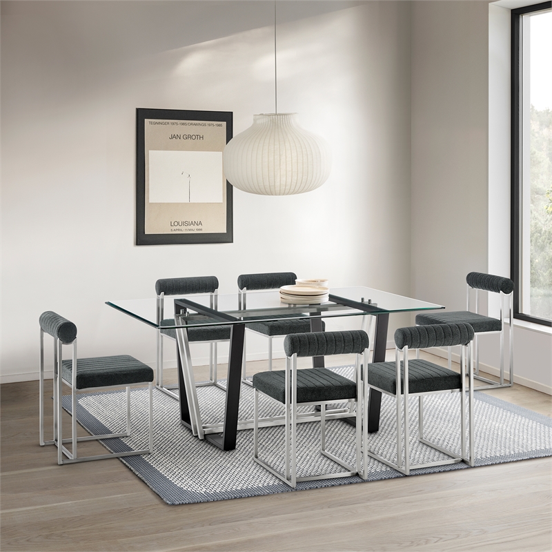 Kai Anastasia 7 Piece Rectangular Dining Set withCharcoal Fabric