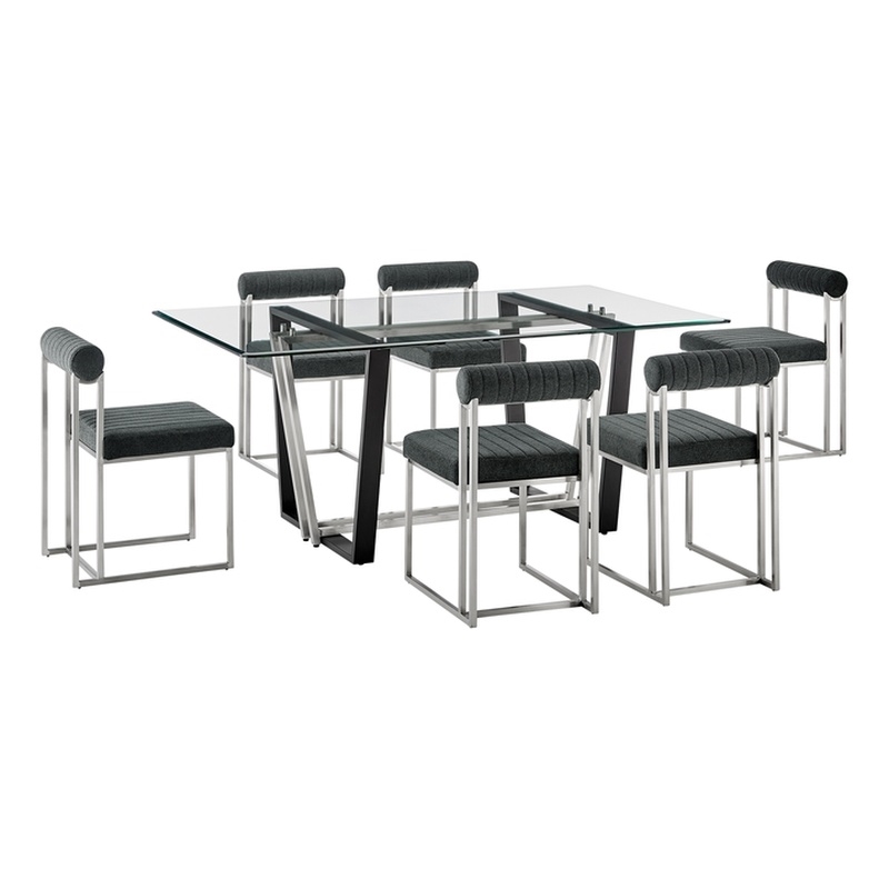 Kai Anastasia 7 Piece Rectangular Dining Set withCharcoal Fabric