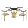 Veronica Shannon 5 Piece Round Dining Set with Taupe Fabric