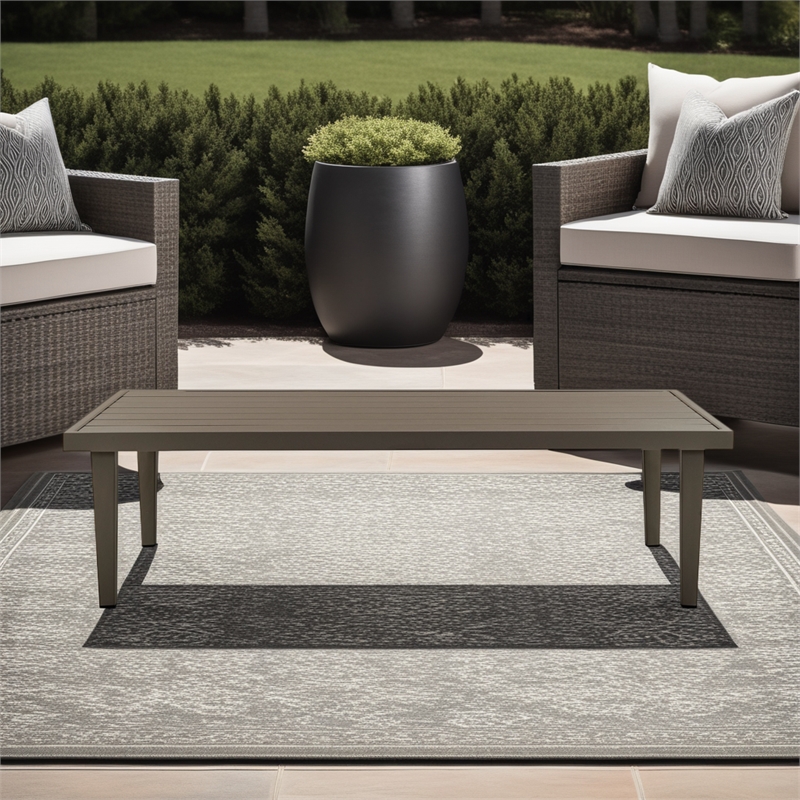Grenada Aluminum Outdoor Coffee Table in Brown