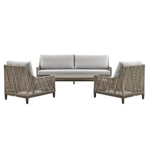 Grenada Wicker and Aluminum Outdoor Chair in Brown with Gray Cushions