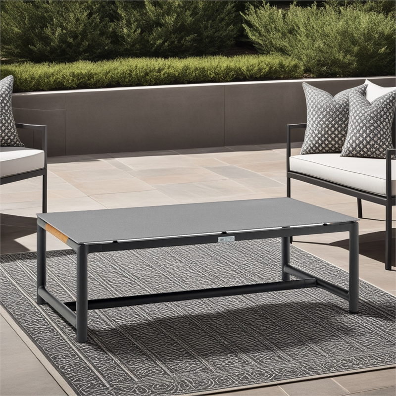 Grenada Wicker and Aluminum Outdoor Sofa in Brown with Gray Cushions