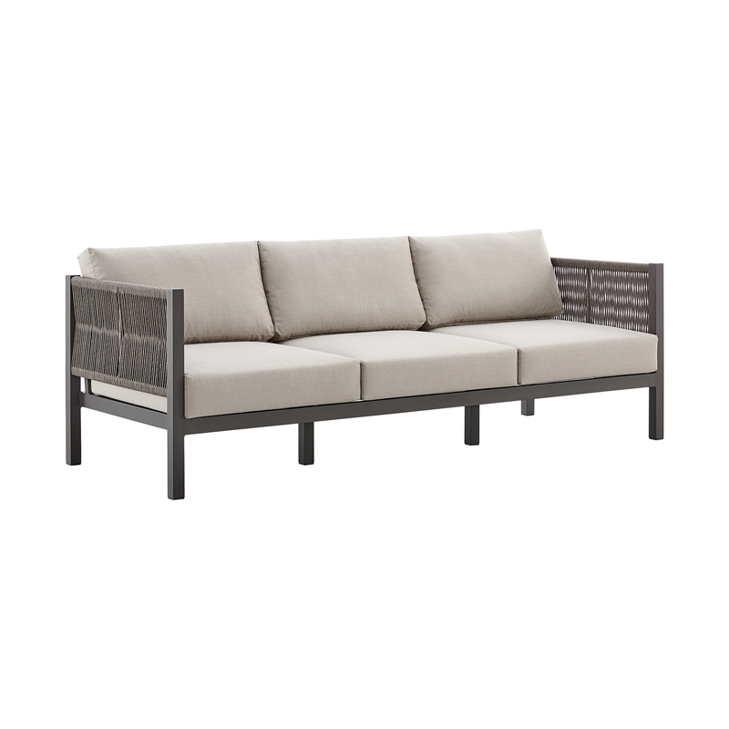 Mareike Aluminum and Rope Outdoor Sofa in Brown