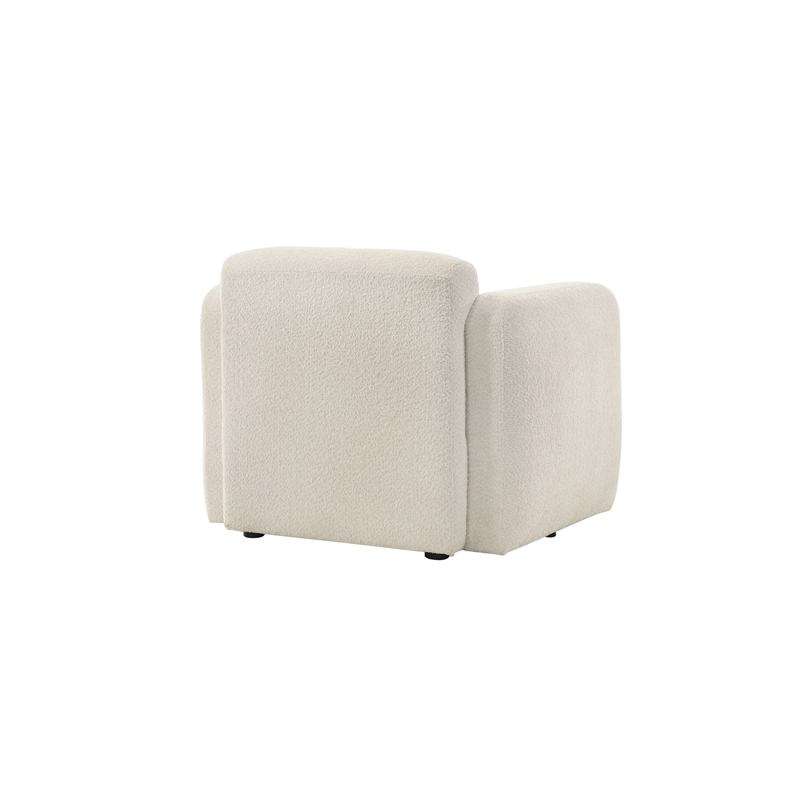 Sierra Modern Ivory Accent Chair with Rounded Arms in Boucle Fabric