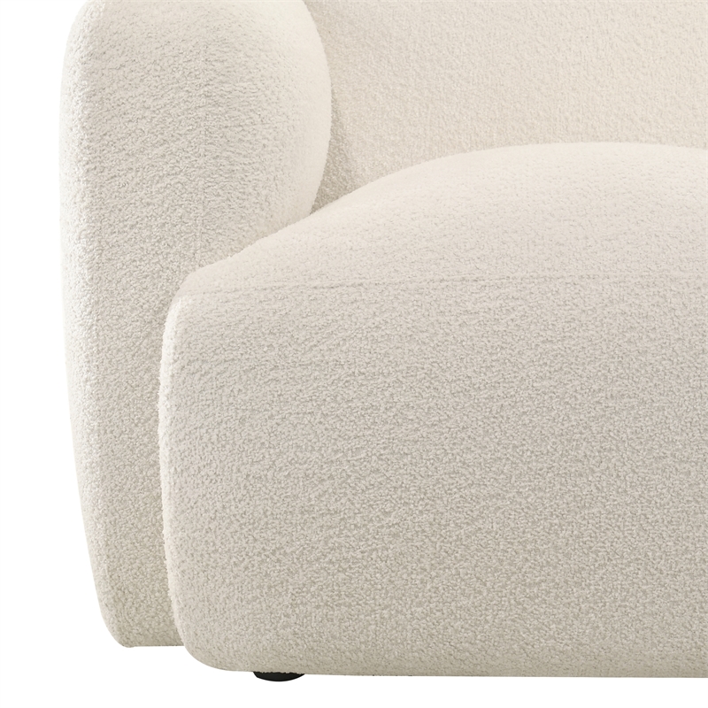 Sierra Modern Ivory Accent Chair with Rounded Arms in Boucle Fabric